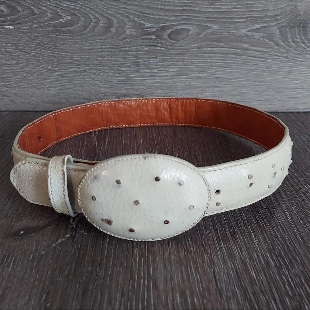 Ostrich Print Leather Belt Size 26